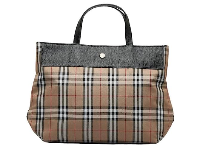 Checked Canvas Tote in Brown - Burberry