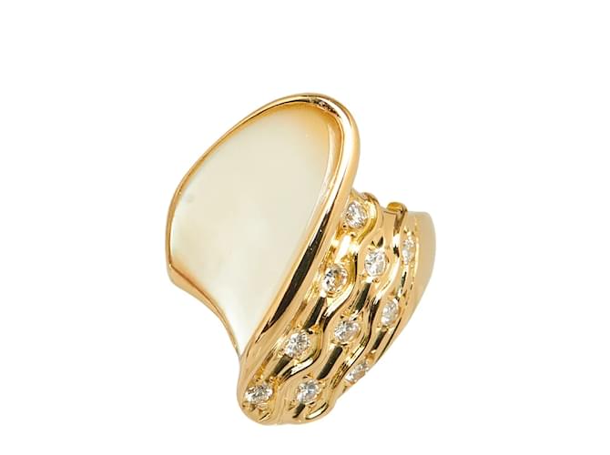 & Other Stories 18k Gold Diamond Shell Ring Golden Metal  ref.1033362