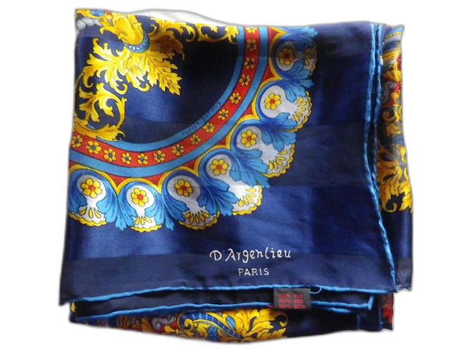 Autre Marque Lenço de seda d'argenlieu Azul com Padrão Robert Paravy Multicor