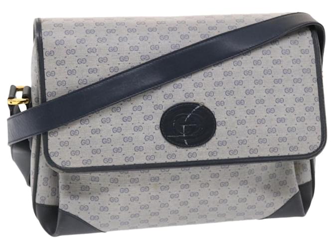 GUCCI Micro GG Canvas Shoulder Bag PVC Leather Navy Gray 001.116.0924 auth 49881 Grey Navy blue  ref.1033740