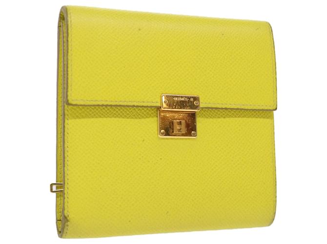 Hermès HERMES Haga clic 12 Cartera Piel Amarilla Auth 49893 Amarillo Cuero  ref.1033762