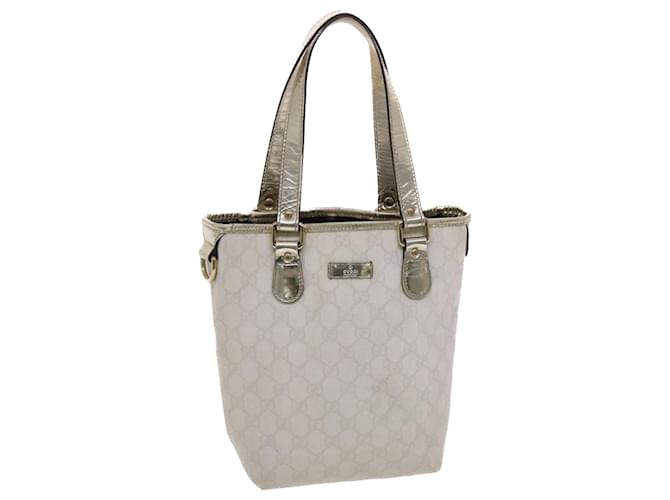 GUCCI GG Canvas Hand Bag PVC Leather White Auth 50406  ref.1033785