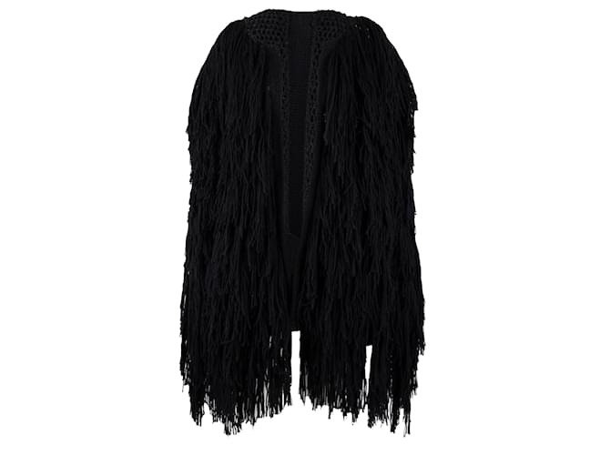 Autre Marque Collection Privée Knit Jacket with Fringes Black Wool  ref.1033814