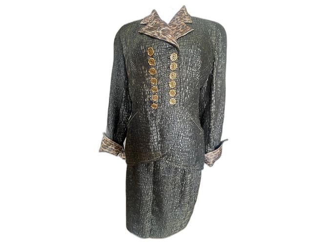 Tailleur Jupe Dior Imprimé Python et Léopard Multicolore