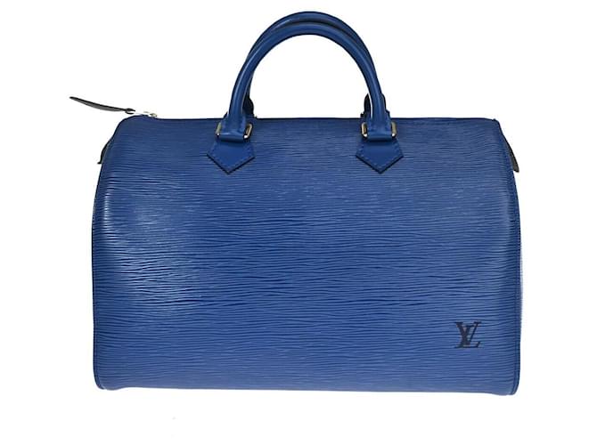 Louis Vuitton Speedy 30 Azul Couro  ref.1033971