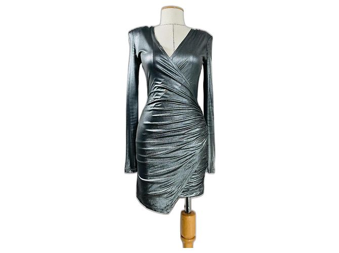 Balmain Minikleid silber gerafft