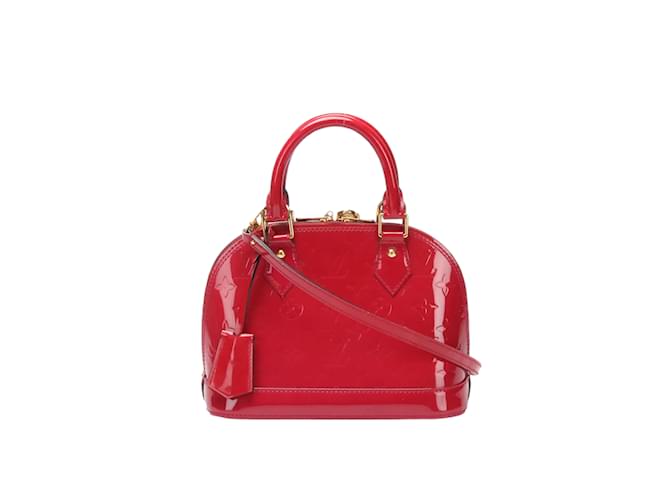 LOUIS VUITTON Alma BB Monogram Vernis Satchel Bag Red