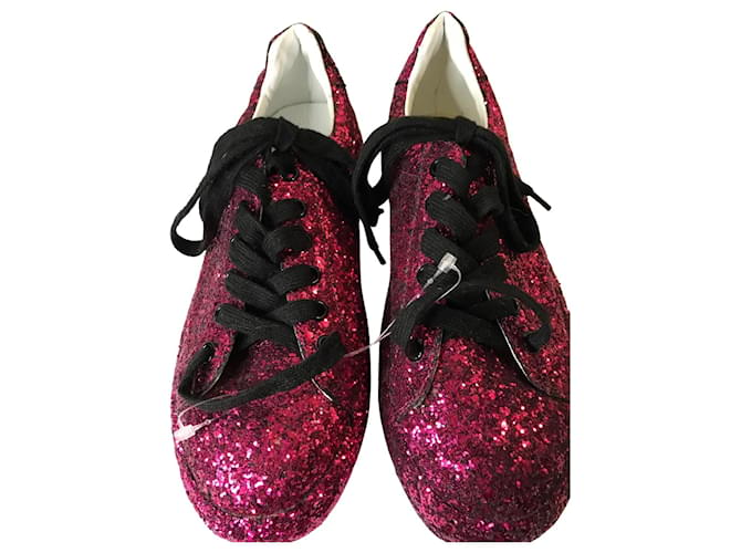 Autre Marque Glittery Bons Baisers sneakers from Paname Pink  ref.1034147