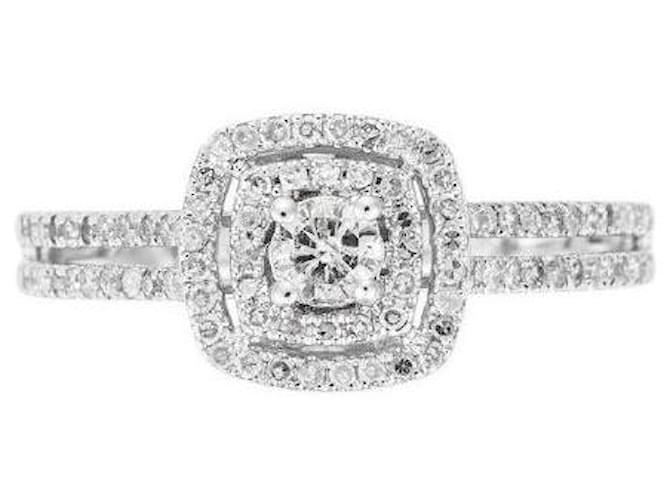 Autre Marque Anel “O Diamantaire” T.52 Quadrado Diamante Espumante Prata Ouro branco  ref.1034151