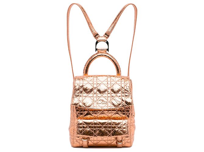Petit sac à dos Cannage Stardust métallisé doré Dior