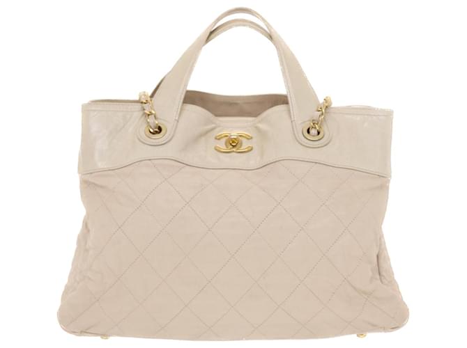 Timeless Chanel Bege Couro  ref.1034251