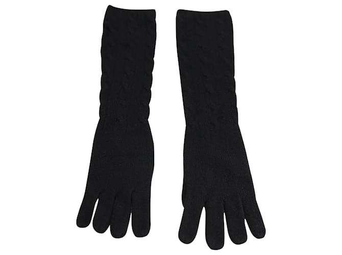 Lange Handschuhe aus der Ralph Lauren Purple Label Collection aus schwarzem Kaschmir Wolle  ref.1034375