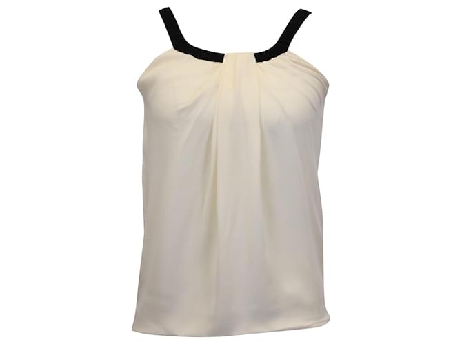 Gucci Blouse with Black Contrasting Neckline in Ivory Silk White Cream  ref.1034401