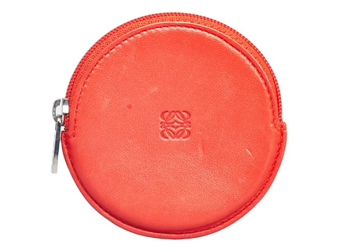 Loewe Porta-moedas redondo de couro Vermelho  ref.1034415
