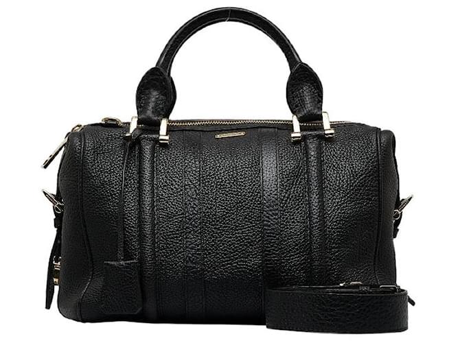 Burberry Leather Boston Bag Black Pony-style calfskin  ref.1034420