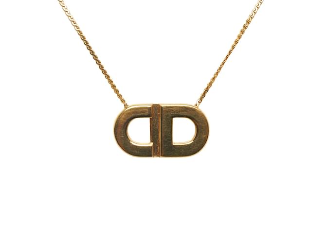 Dior Collar con colgante con logotipo de CD Dorado Metal  ref.1034422