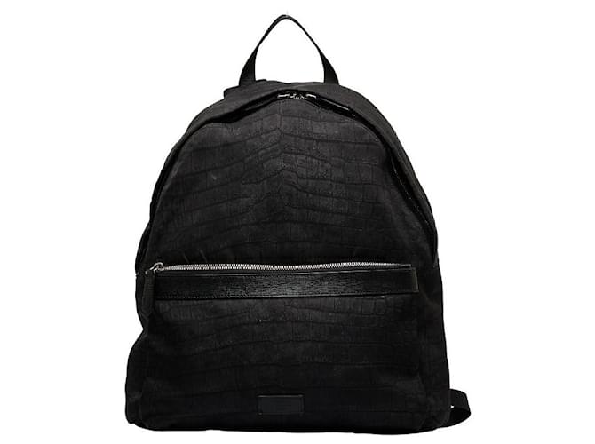 Fendi Croc Print Nylon Backpack 7VZ012 Black Cloth  ref.1034428
