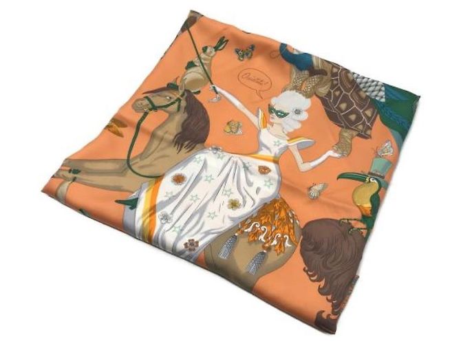 Hermès *** HERMES Karé90 Bufanda de seda Historia de Hermes Naranja