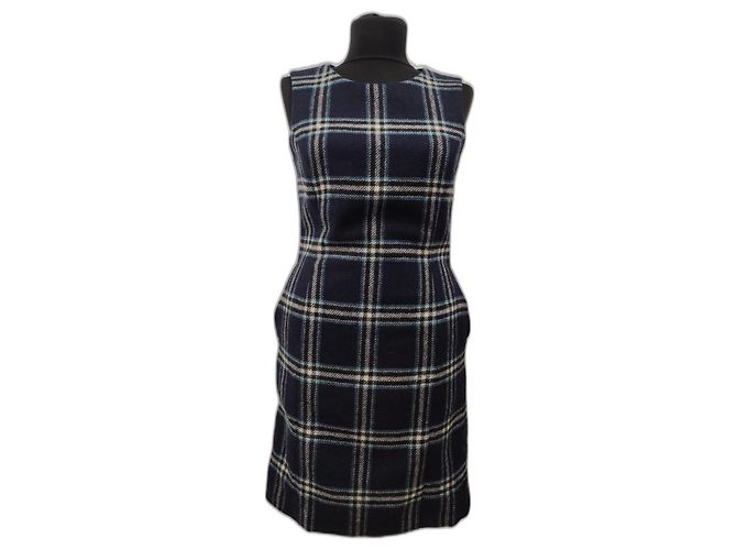 Hobbs Wollkleid mit Schottenkaro Blau