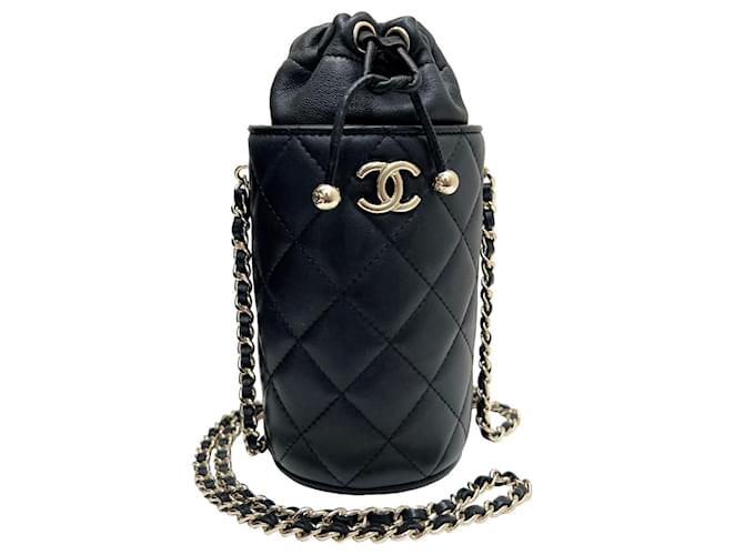 Timeless Chanel Logo CC Black Leather  ref.1034571