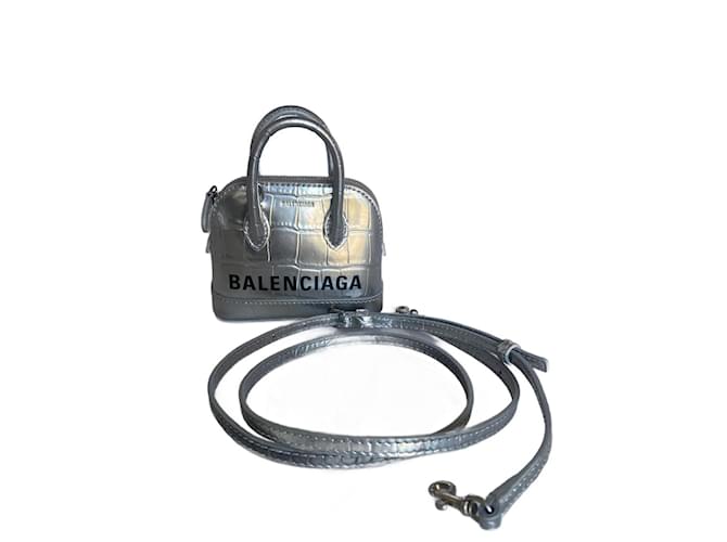 Balenciaga Mini city Silvery Leather  ref.1034675