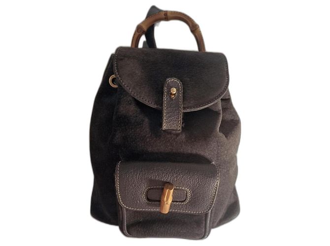 Gucci Bamboo backpack dark blue suede