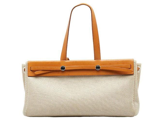 Hermès Hermes Herbag Kamel Leinwand