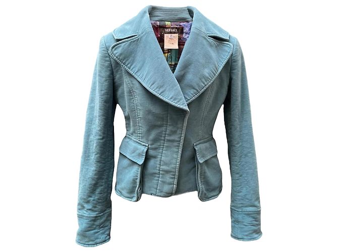 Versace Velours Blazer Blau Größe M