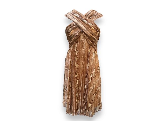 Vestido Christian Dior de seda estampado Python Marrón S Castaño