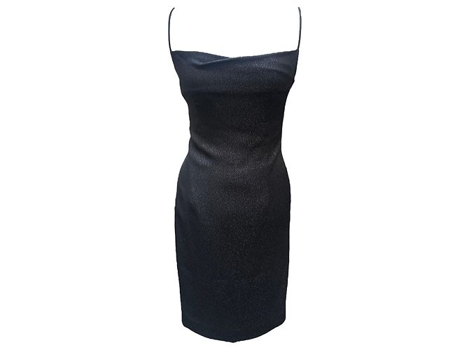 Christian Dior Schwarzes Glitzer Abendkleid S