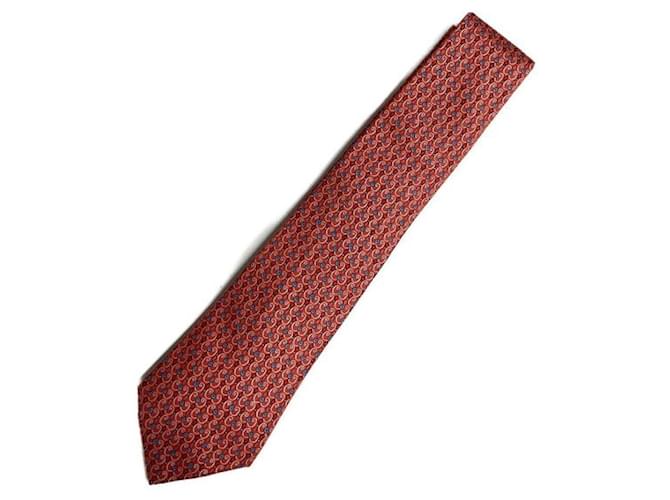Hermès *** corbata HERMES Roja Seda  ref.1034994