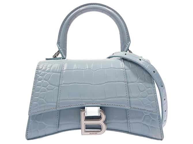 Balenciaga Bolso Hourglass Cuero Azul Pequeño Joli