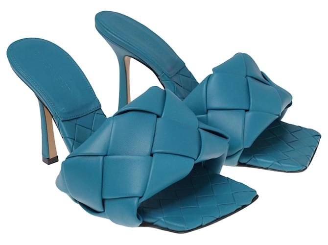 Bottega Veneta Blaue Lido Slide-Sandalen aus Intrecciato Leder  ref.1035086