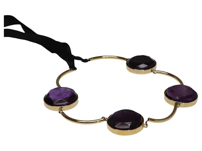 Marni oro/Collar de acondicionamiento adornado en color púrpura Dorado Metal  ref.1035087