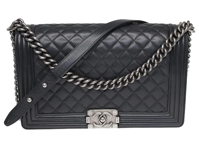 Black Quilted Large Le Boy Bag