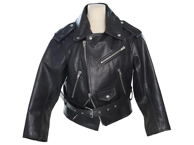 Balenciaga Black Zip Buckle Biker Jacket Leather  ref.1035119