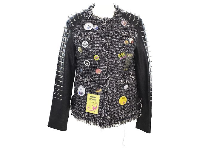 Staccato by Ground Zero Black/Multicolor Tweed & Spiked Jacket