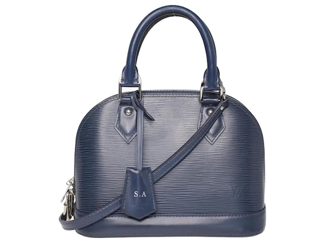 Louis Vuitton Navy Blue Epi Alma BB Top Handle Bag Leather  ref.1035165