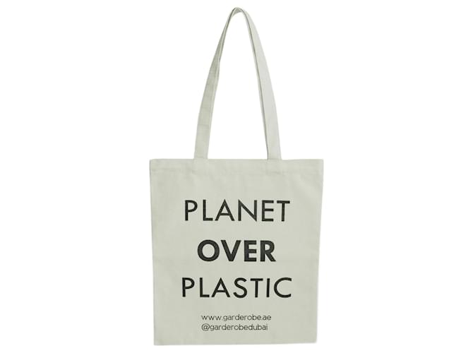 Autre Marque Beige/Black Planet Over Plastic Tote Bag  ref.1035188