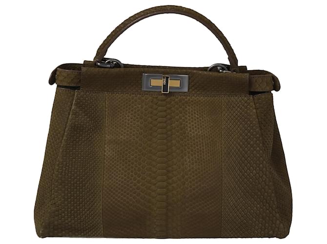 Fendi Olive Peekaboo Top Handle Bag Exotic leather  ref.1035237