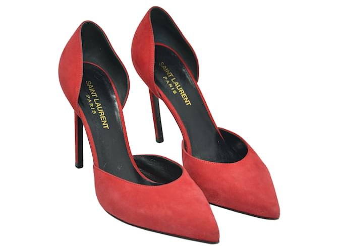 Saint Laurent Red D'Orsay Pointed Toe Pumps Suede  ref.1035263