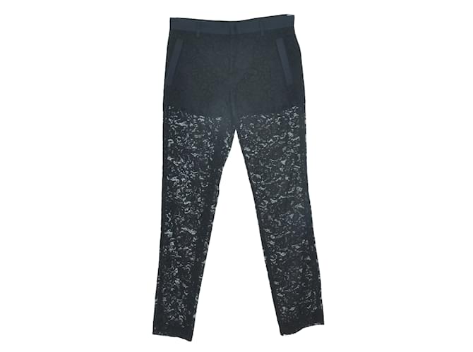 Givenchy Schwarze Shorts mit floraler Spitze und gefütterte Smokinghose Synthetisch  ref.1035323