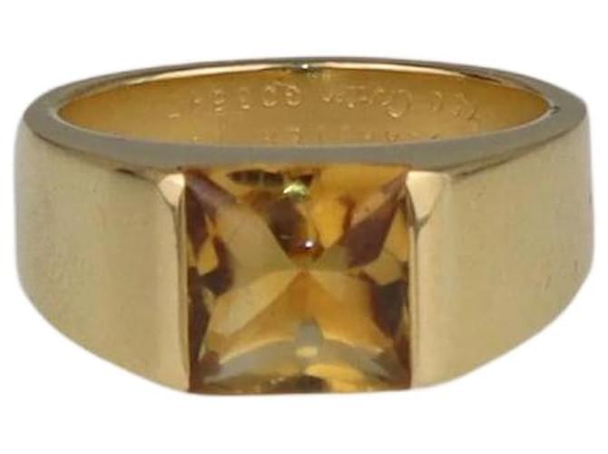 Cartier ouro/Anel solo de banda de tanque citrino amarelo profundo Dourado Metal  ref.1035352