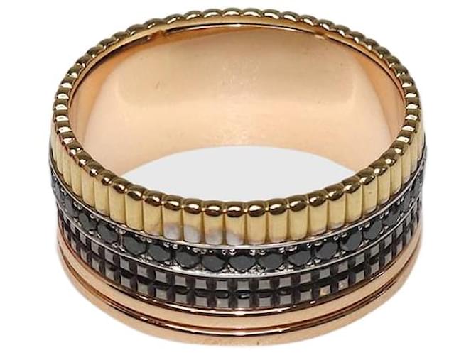 Boucheron Großer Quatre Classique-Ring mit gepflasterten Diamanten Schwarz Metall  ref.1035373