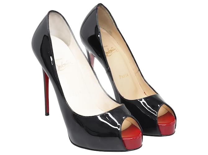 Christian Louboutin Black Peep Toe New Very Prive Pumps Leather  ref.1035459
