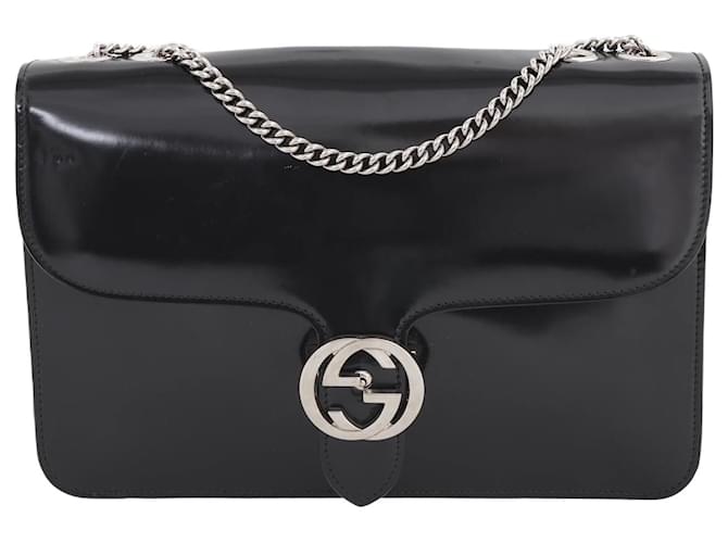Gucci Black Interlocking G Shoulder Bag Leather  ref.1035470