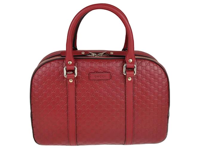 Red Microguccissima Small Boston Bag Leather  ref.1035504