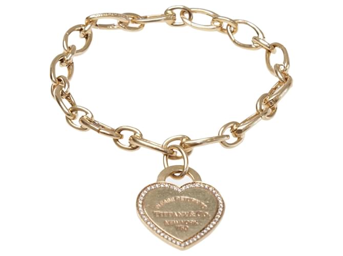 Tiffany & Co 18k Rose Gold/Diamond Return to Tiffany Heart Tag Bracelet Golden Yellow gold  ref.1035542