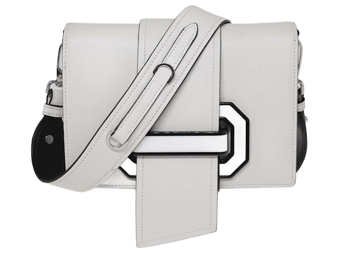 City Leather Clutch in White - Prada