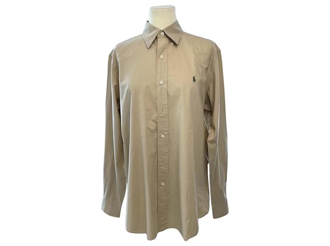 Ralph Lauren Beige Logo Embroidered Shirt Cotton  ref.1035619